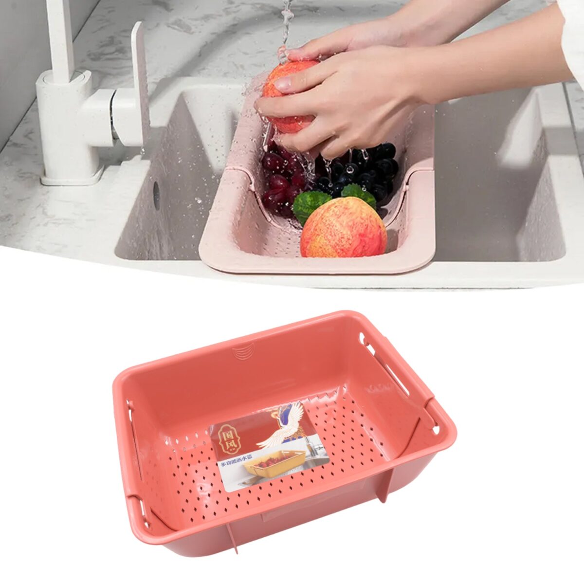 All-in-One Sink Organizer: Drying Rack, Drain Basket & Storage (1 Pc) - Image 5