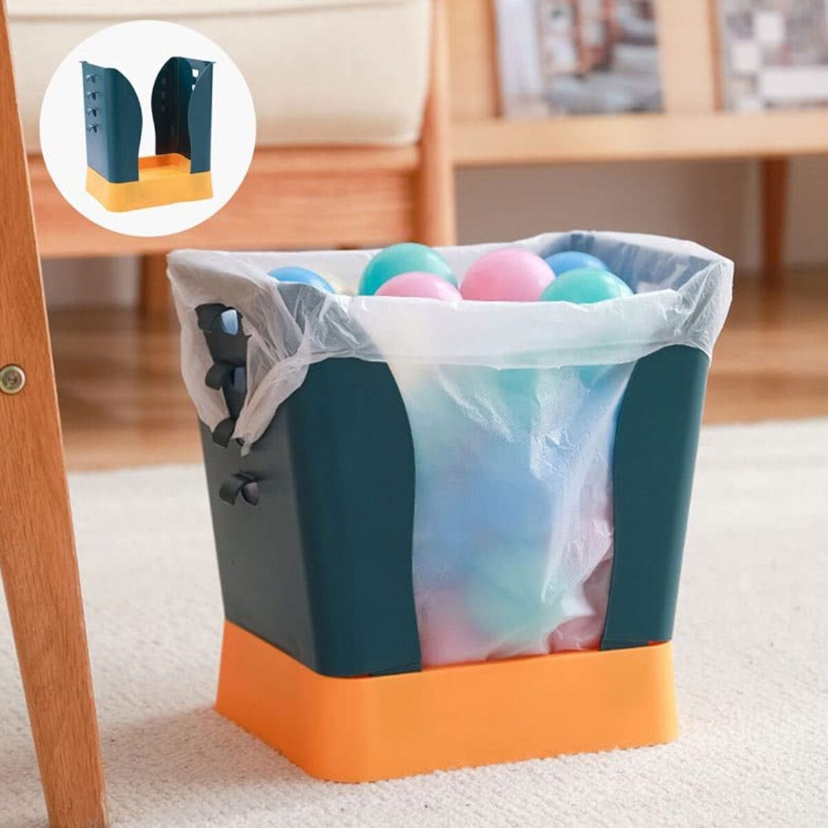 Expandable Trash Can (1 Pc): Plastic, Large Capacity, Kitchen & Bathroom - Image 4