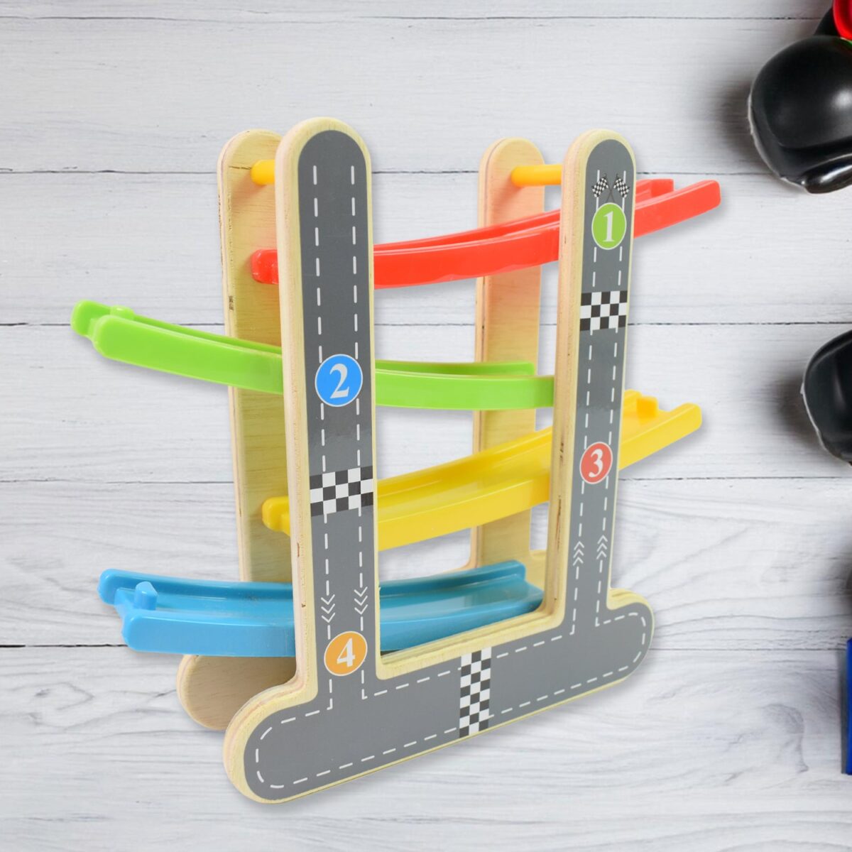 Car Racer Track Play set Wooden Click Clack Toys With 4 Mini Racers (1 Set) - Image 6