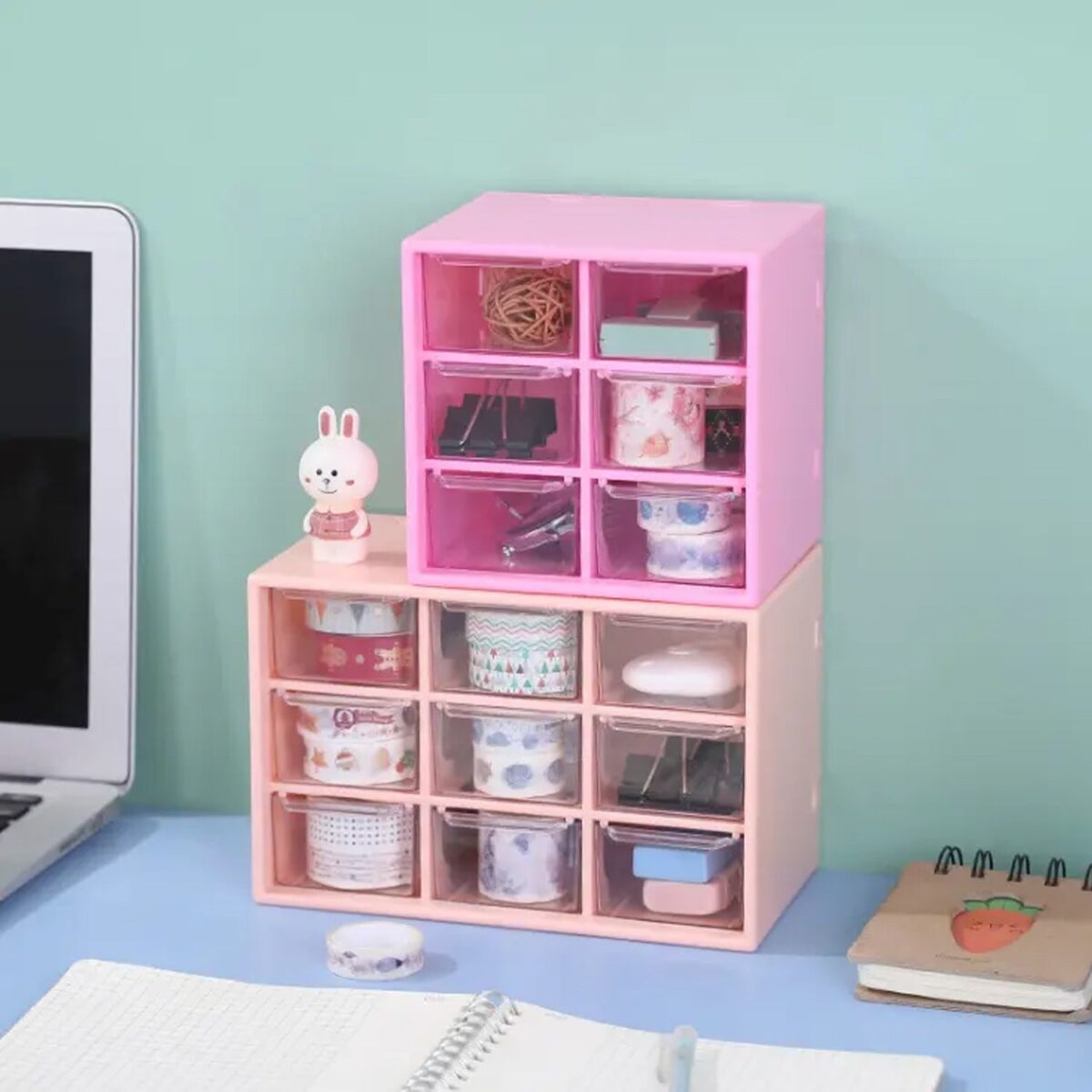 Storage Box 9 Grids Multi-purpose Durable Desktop Drawer Organizer for Pencils Storage Holder Hanging Hole Design for Small Items - Image 1