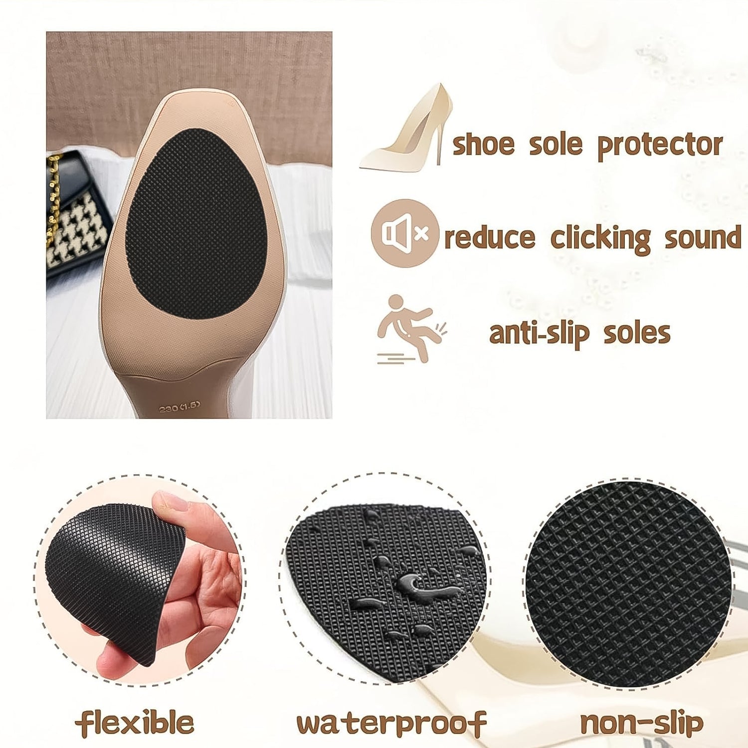04_4bab3293-6f88-48d2-9f32-c0e1199e435a.jpg Self Adhesive Anti Slip Grip Sticker For Shoes, Sandals, Heels (1 Pc) - Image 6