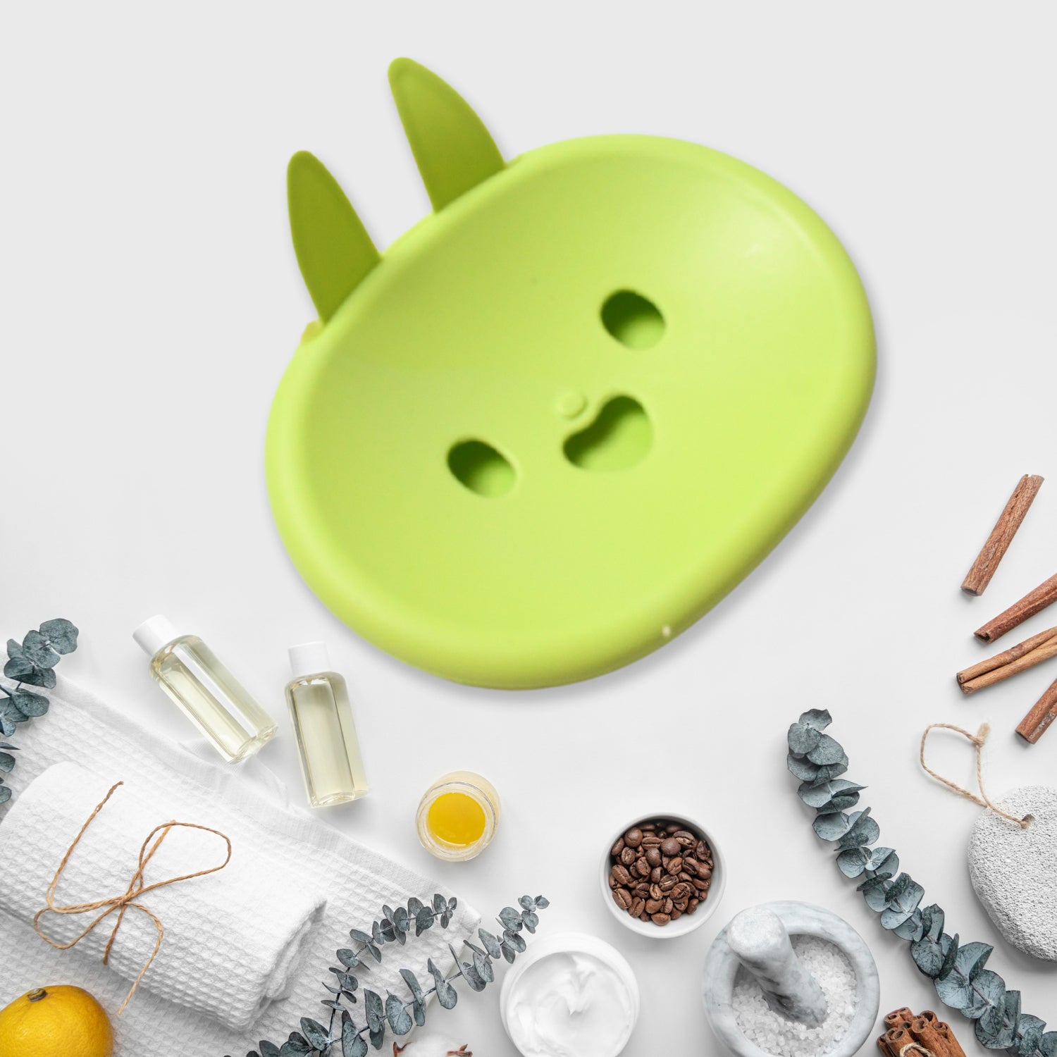 04_57b2ad00-e0b3-4f24-9b78-592edfe83d29.jpg Soap Box Drain soap Box Cute Rabbit Shape Double soap Bowl Box Plastic Rack Storage Rack Bathroom Toilet Storage Box - Image 6