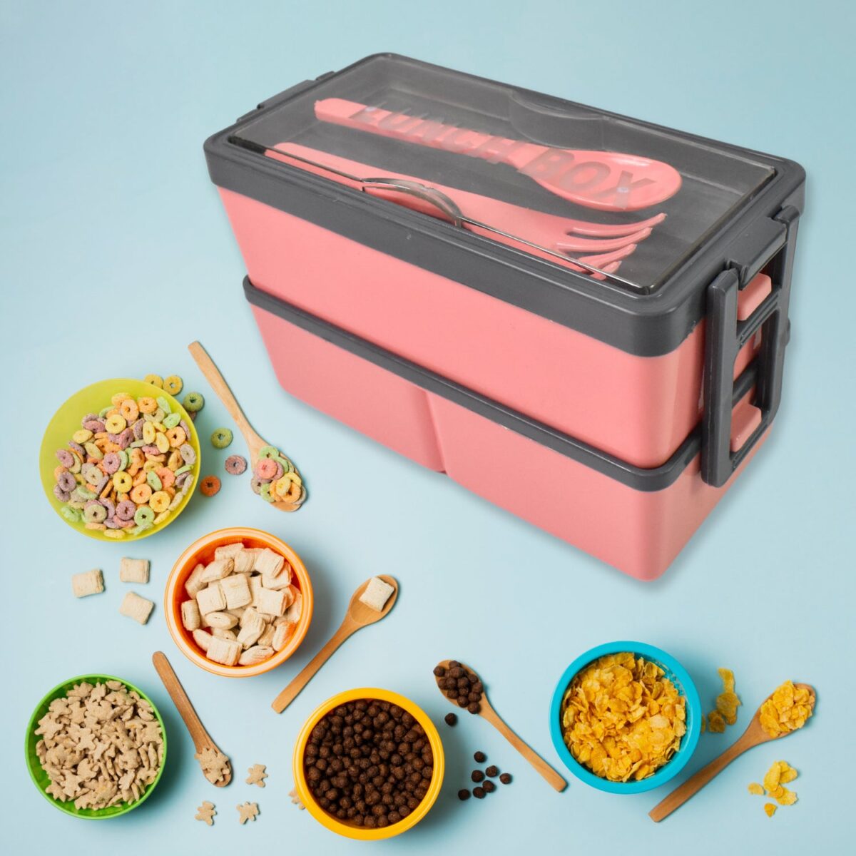 Plastic 3 Layer Leak Proof 3 Compartment Lunch Box for Office  (1 Pc) - Image 1