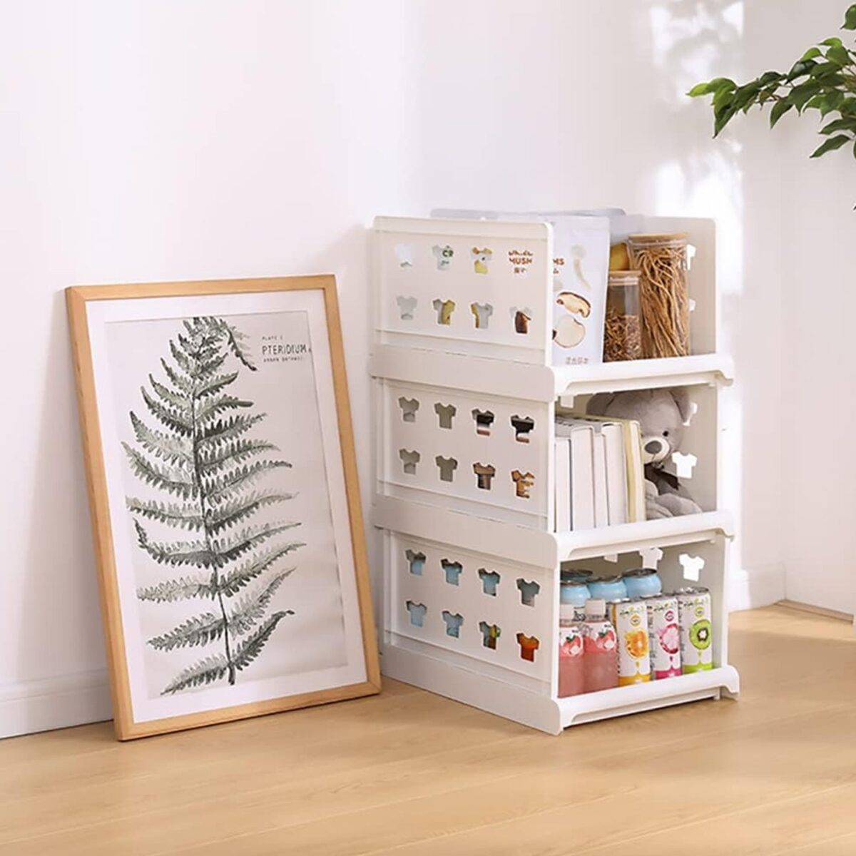 3 Layer Stackable Multifunctional Storage,for Clothes Foldable Drawer Shelf Basket Utility Cart Rack Storage Organizer Cart for Kitchen, Pantry Closet, Bedroom, Bathroom, Laundry(3 Layer 1 Pc) - Image 1