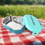 3 in 1 Spicy Bite Stainless Steel Lunch Box With Plastic Small Box & Spoon (1 Set) - Image 6