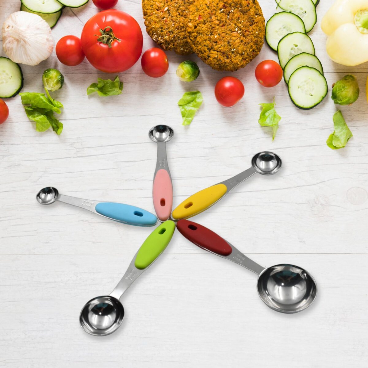 Measuring Cups and Spoons Stackable Set with Silicone Handle(5 Pc Set) - Image 6