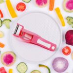 Plastic 2 in 1 Vegetable & Fruit Multi Cutter 5 Blade Vegetable Cutter with Peeler (1 Pc / Multicolor) - Image 3