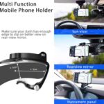 Car Phone Holder Clip Mount 360 Degree Rotation Dashboard Rear View Mirror Sun Visor Smartphone HUD Navigation Fold Stand Plastic Black Compatible For All Smart Phones - Image 8