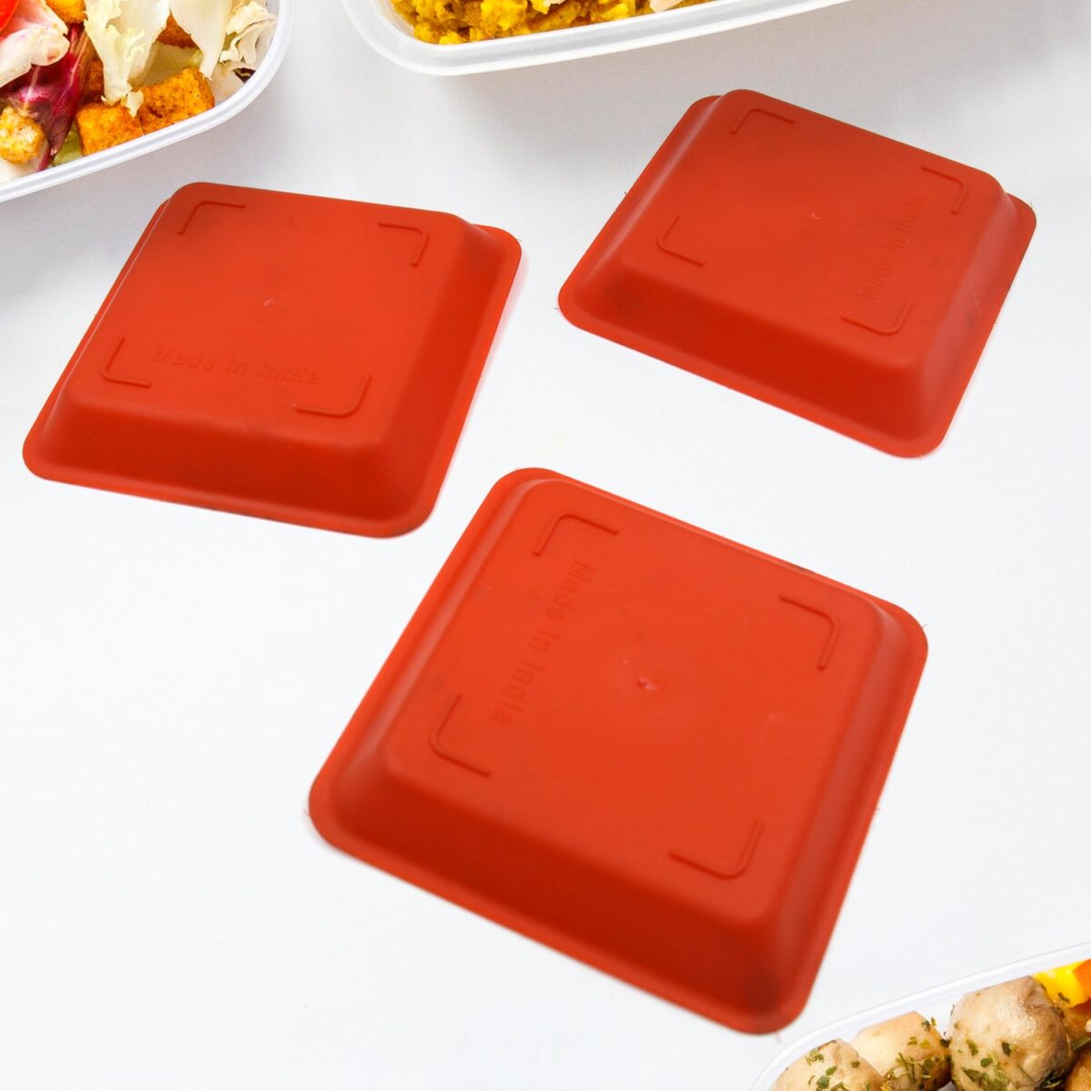 Square Plastic Halwa Dinner Plate Snacks / Breakfast, Restaurant Serving Trays Home School Coffee Hotel Kitchen Office (3 Pcs Set) - Image 3