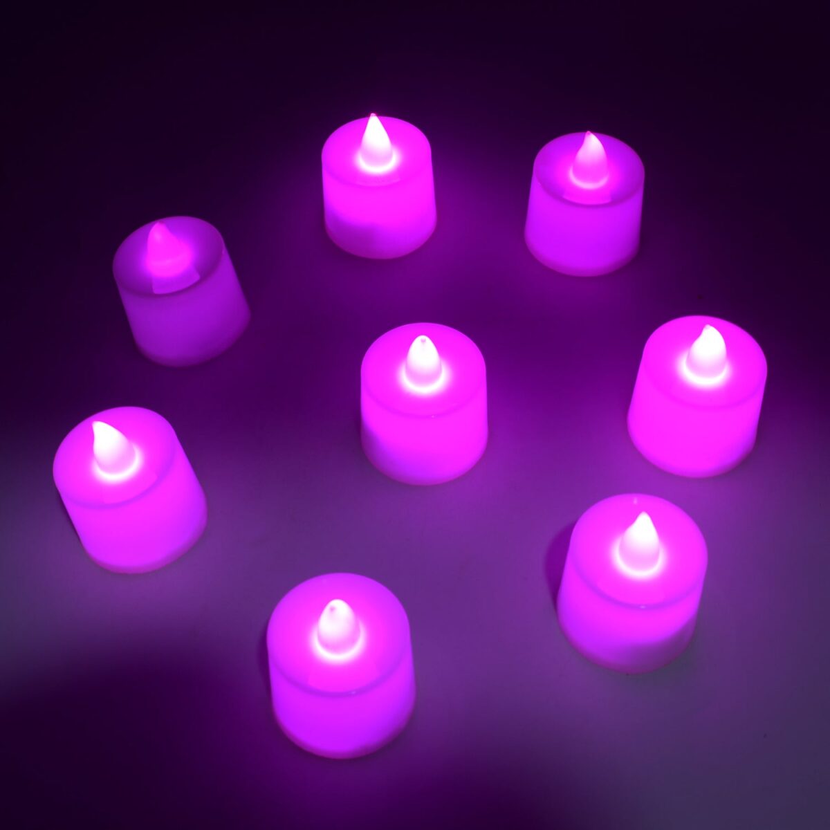Pink Flameless LED Tealights, Smokeless Plastic Decorative Candles - Led Tea Light Candle For Home Decoration (Pack Of 8pc) ( Diya , Divo , Diva , Deepak , Jyoti) - Image 1