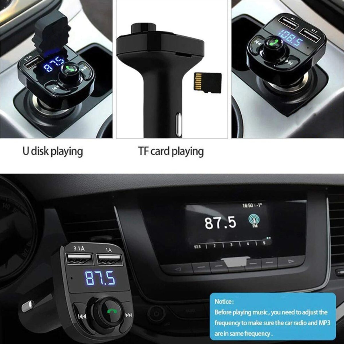 CAR-X8 Bluetooth FM Transmitter Kit with Dual USB Fast Charger - Image 6
