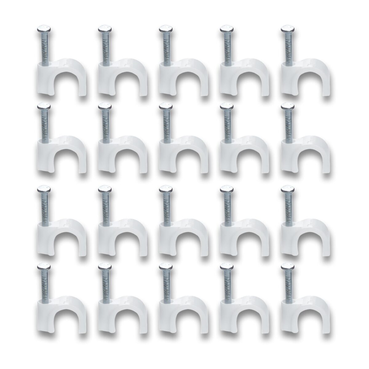 Wire Wall Clips, Plastic Cable Clips Round Wire Pins with Steel Nail (20 Pcs Set) - Image 5