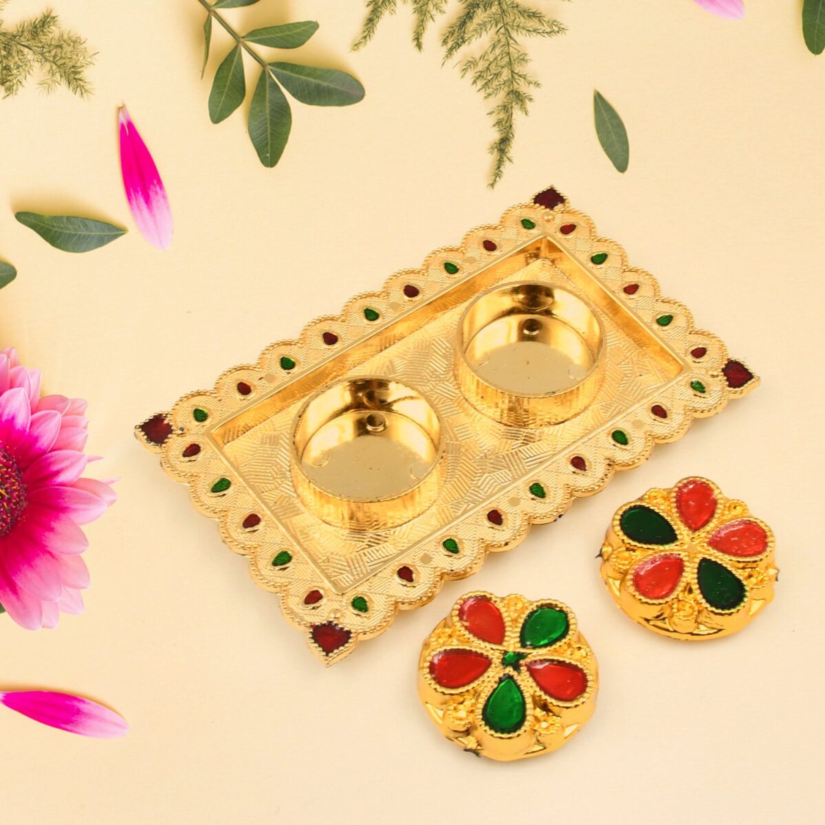 Tray Shape Special Puja Thali (1 Pc / Mix Design) - Image 6