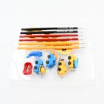 Pencil and Eraser Set, Construction Truck Theme Stationery Kit Includes 6 Pencils, 4 Erasers, 1 Sharpener, 1 Ruler Bookmark, 1 Pencil Cap Stationary For Birthday Gifts for Kids, Birthday Return Gifts (13 Pc set) - Image 4