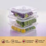 Plastic Food Storage Containers with Removable Drain Tray and Lid (3 Pcs Set) - Image 4