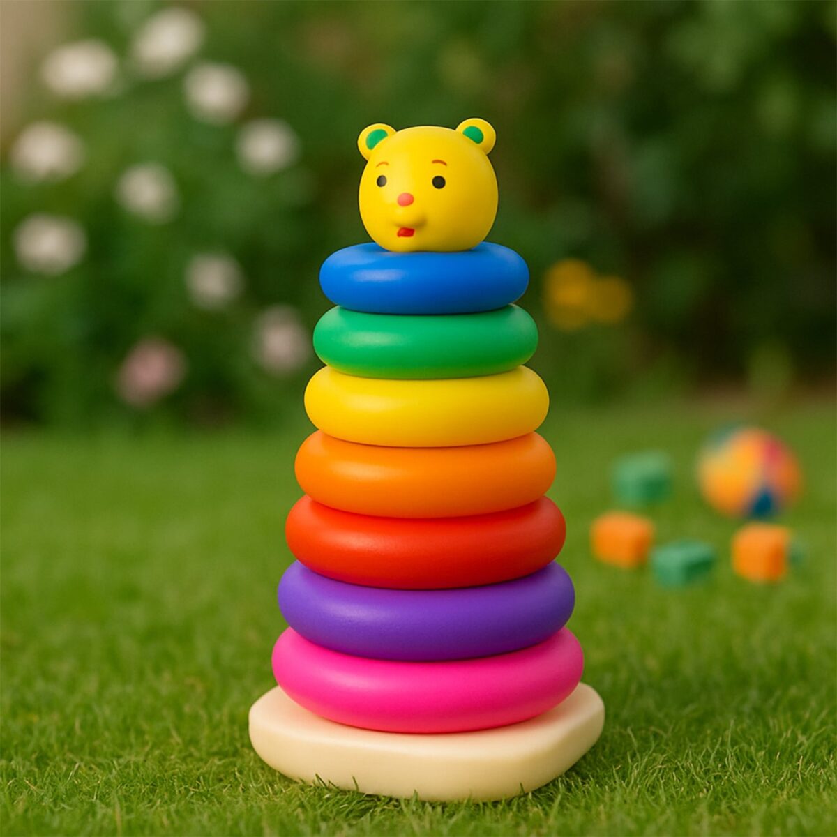 Plastic Baby Kids Teddy Stacking Ring Jumbo Stack Up Educational Toy 7pc - Image 3