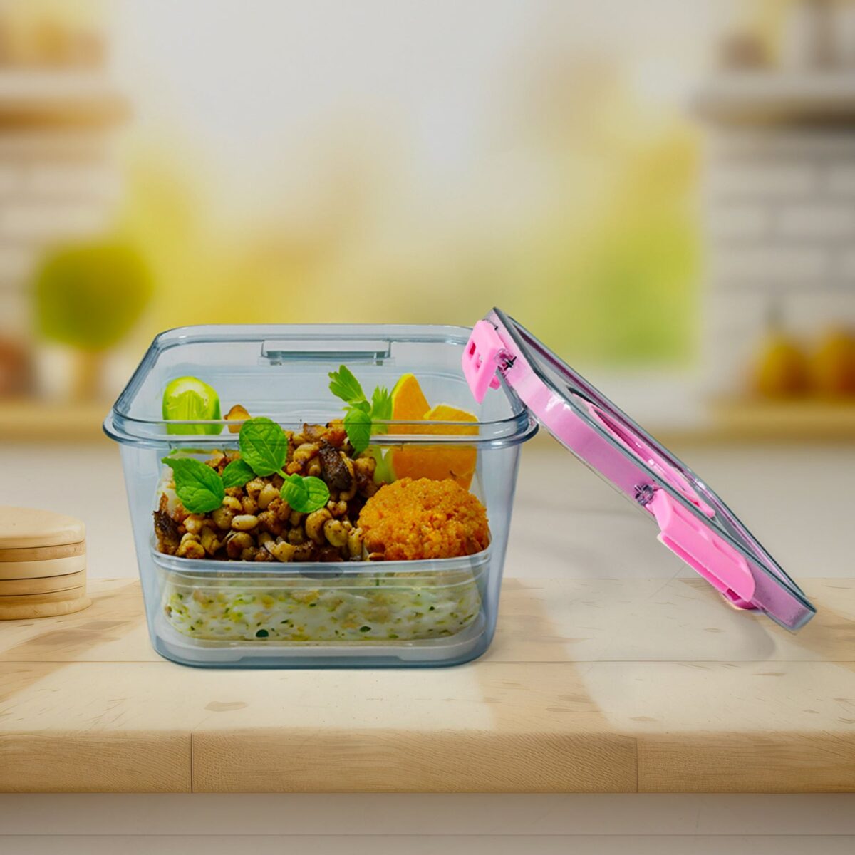 High Quality Plastic Food Storage Container Clear Washable Refrigerator Food Box Food Container Fruit Box Container with Lid (1400 ML) - Image 7