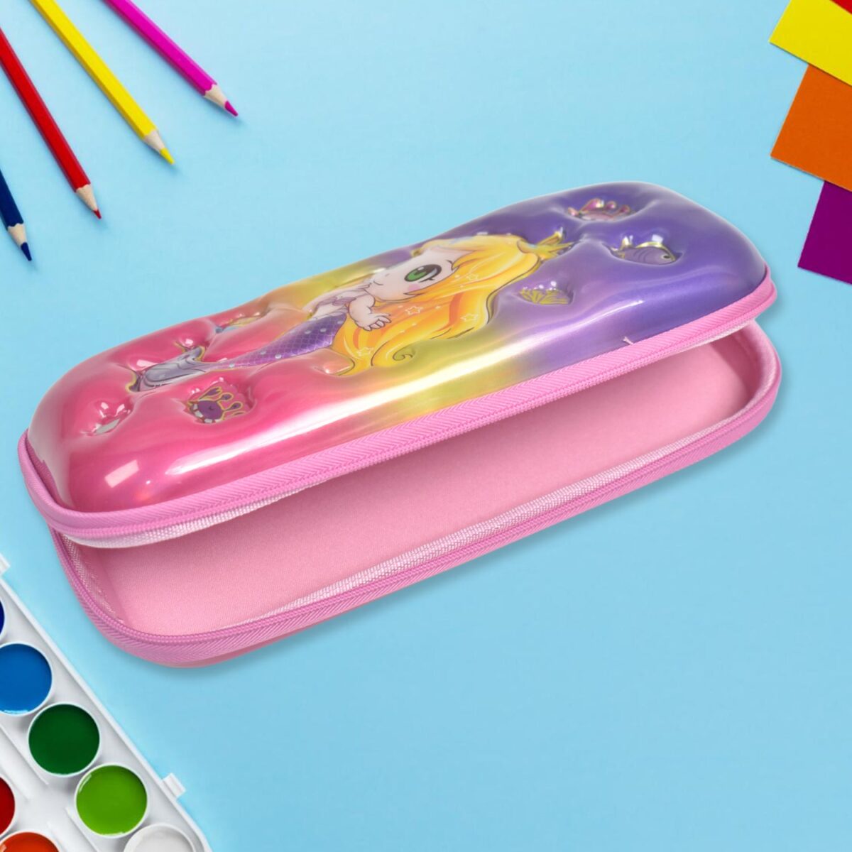 3D Cartoon Zipper Compass Box, Pencil Box (1 Pc) - Image 6