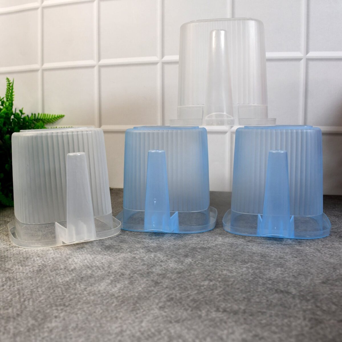 Plastic Transparent Bathroom Water Mug (4 pc / Mix colour / 1000 ML) - Image 6
