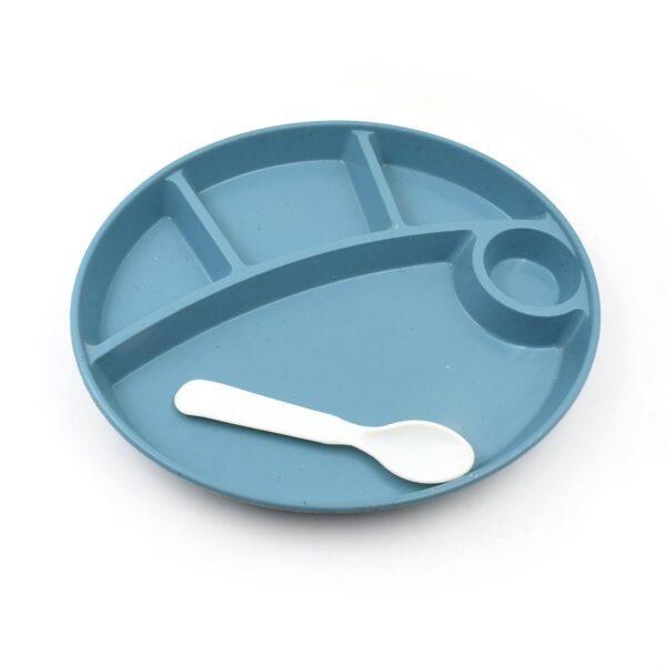 Plastic Food Plates / Biodegradable 5 Compartment Plate With Spoon for Food Snacks / Nuts / Desserts Plates for Kids,Â Reusable Plates for Outdoor, Camping, BPA-freeÂ (1 Pc)