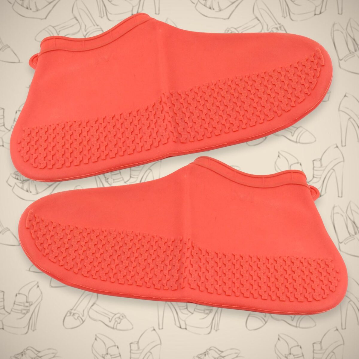 Non-Slip Silicone Rain Reusable Anti skid Waterproof Fordable Boot Shoe Cover (Medium Size / 1 Pair / Red) - Image 5