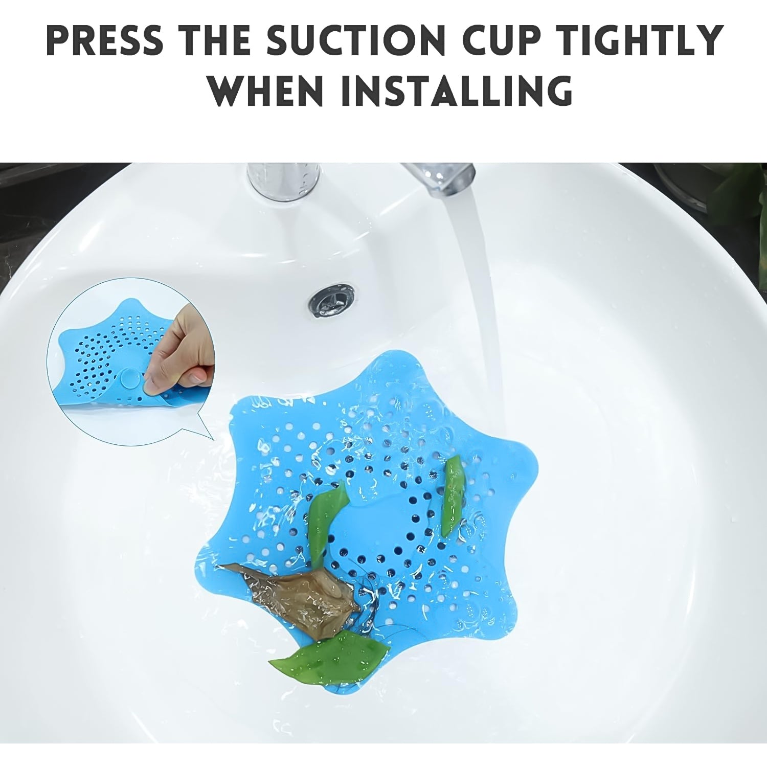 04_b28137ed-9b50-4a10-8321-65554e8bc604.jpg Star Shape Suction Cup Kitchen Bathroom Sink Drain Strainer Hair Stopper Filter, Star Shaped Sink Filter Bathroom Hair Catcher, Drain Strainers Cover Trap Basin (1 Pc) - Image 4