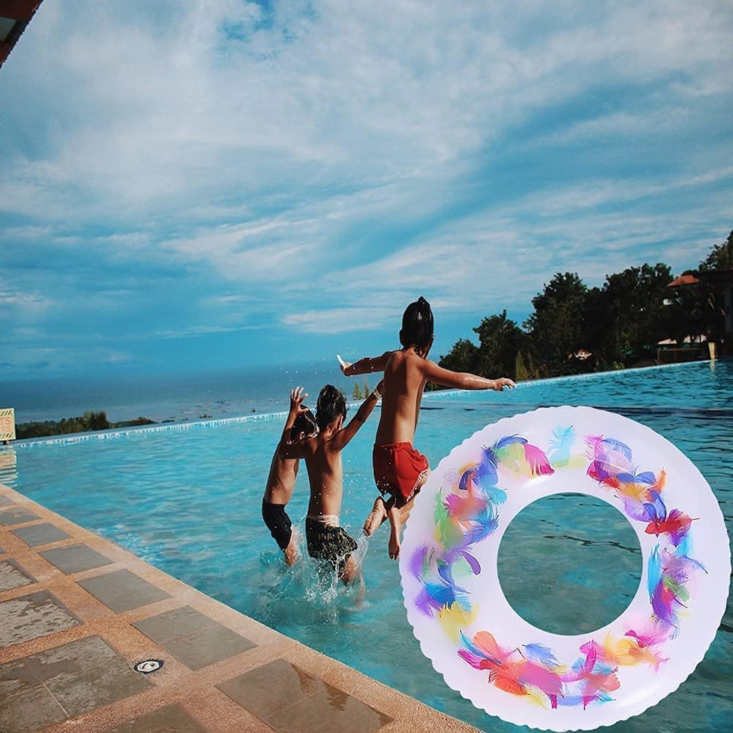 04_b300ff04-887c-4424-a9b3-d4bd0547dcbe.jpg Swim Ring, For Adults, Conveniently Portable, Feathers, Swimming Ring, For Water Play, For Beaches, Swimming, Summer Vacation, Women's, Men's (1 Pc) - Image 4