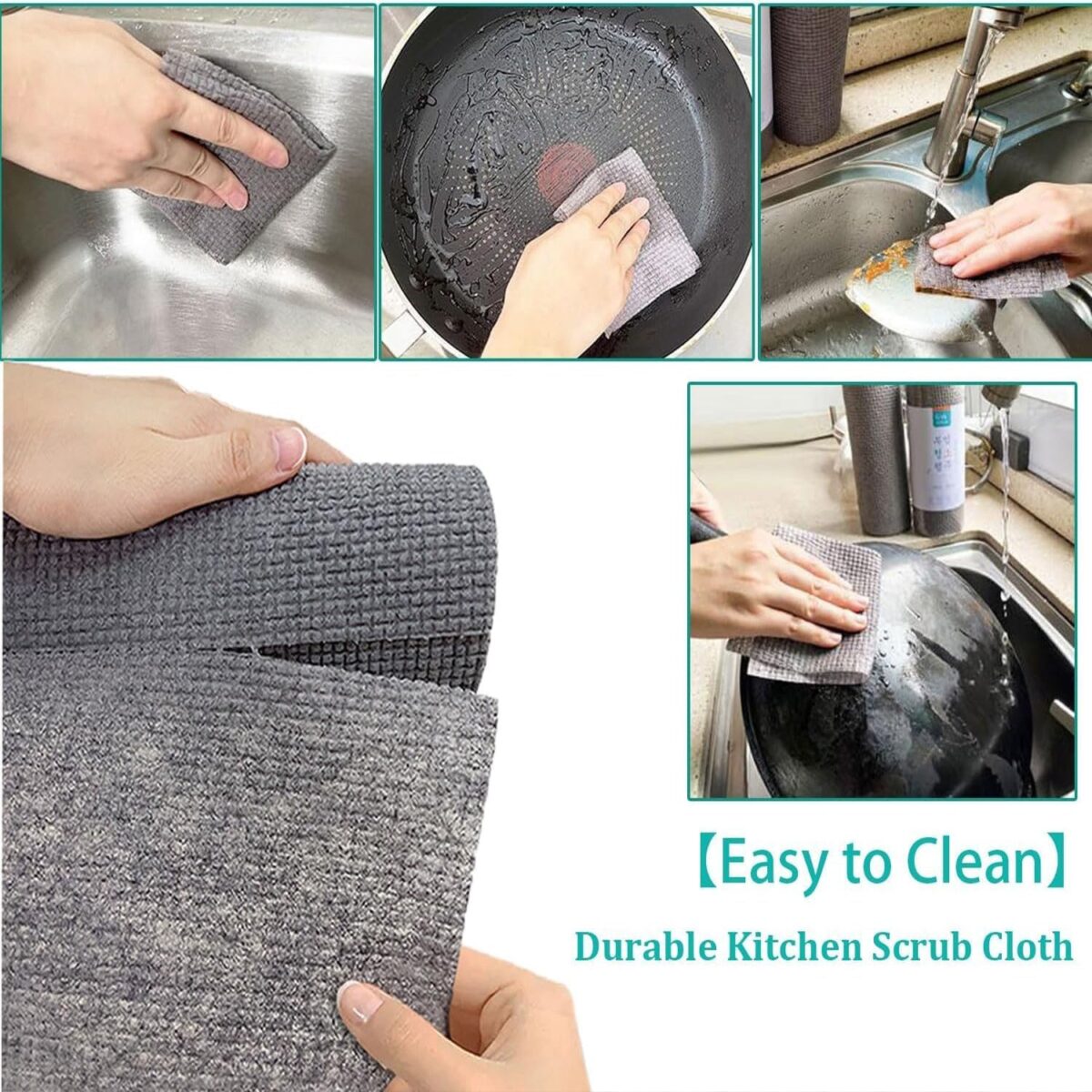 Durable Microfiber Kitchen Scrub Cloth Ã¢â‚¬â€œ Wear-Resistant & Multipurpose Cleaning Cloth (20Ãƒâ€”22cm, 1 Pc) - Image 6