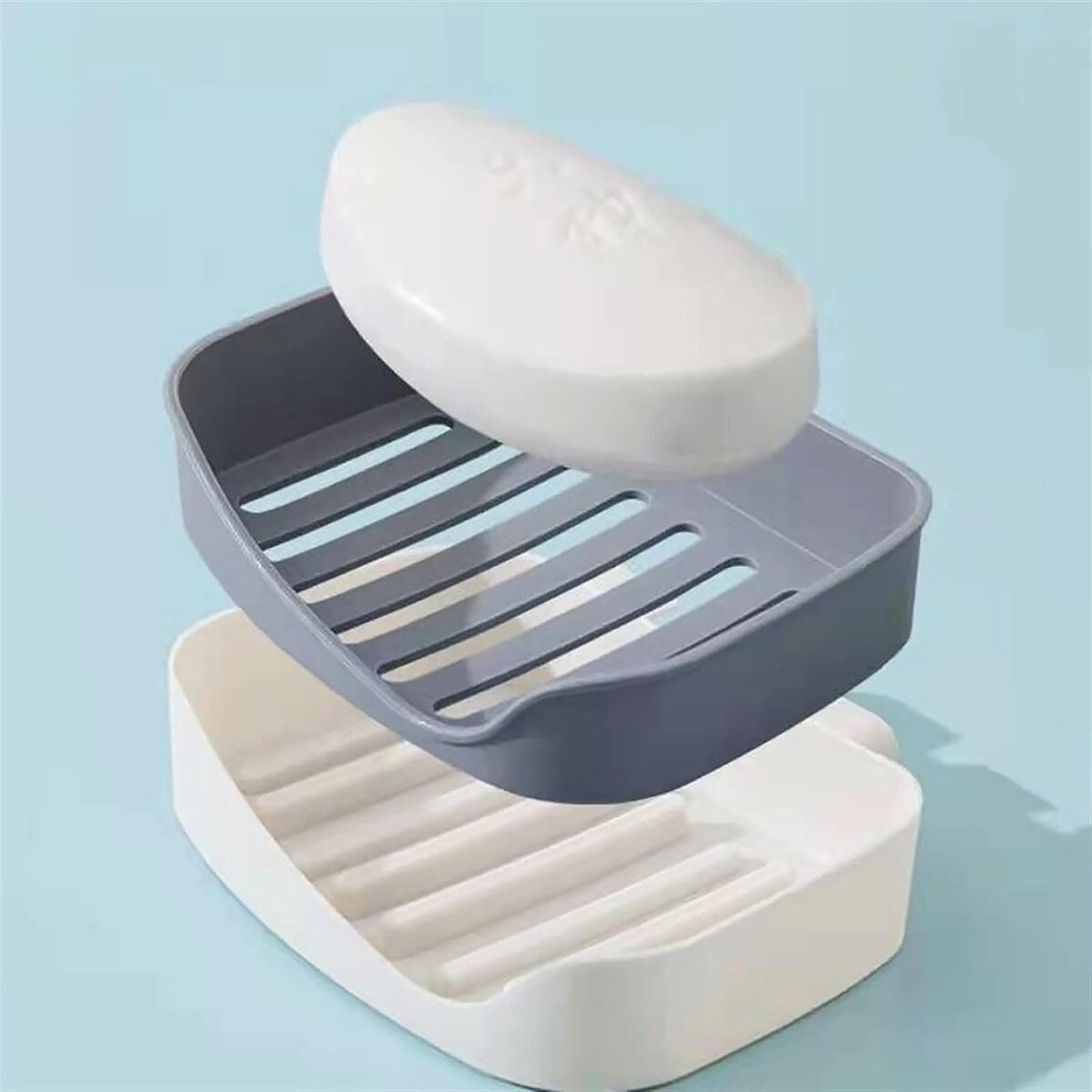 Plastic Soap Dish Holder for Bathroom Shower Wall Mounted Self Adhesive Soap Holder Saver Tray-Plastic Sponge Holder for Kitchen Storage Rack Soap Box, Bathroom (1 Pc) - Image 6