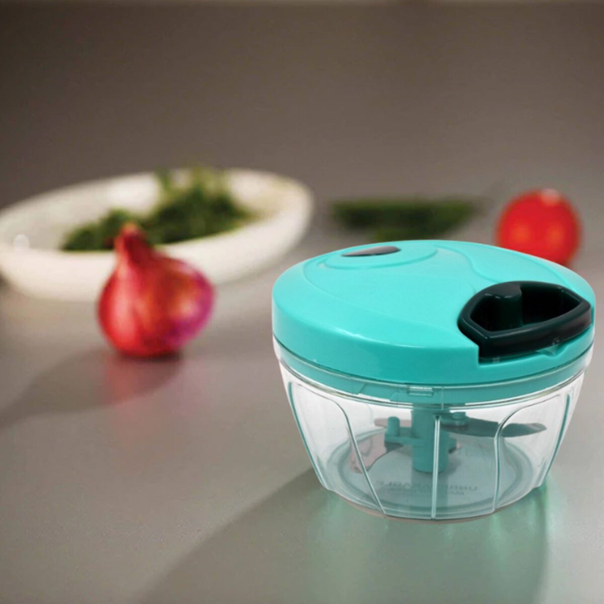 Handy Mini Plastic Vegetable Chopper Cutter, Onion Chopper Vegetables for Kitchen Accessories with 3 Blades - Image 2