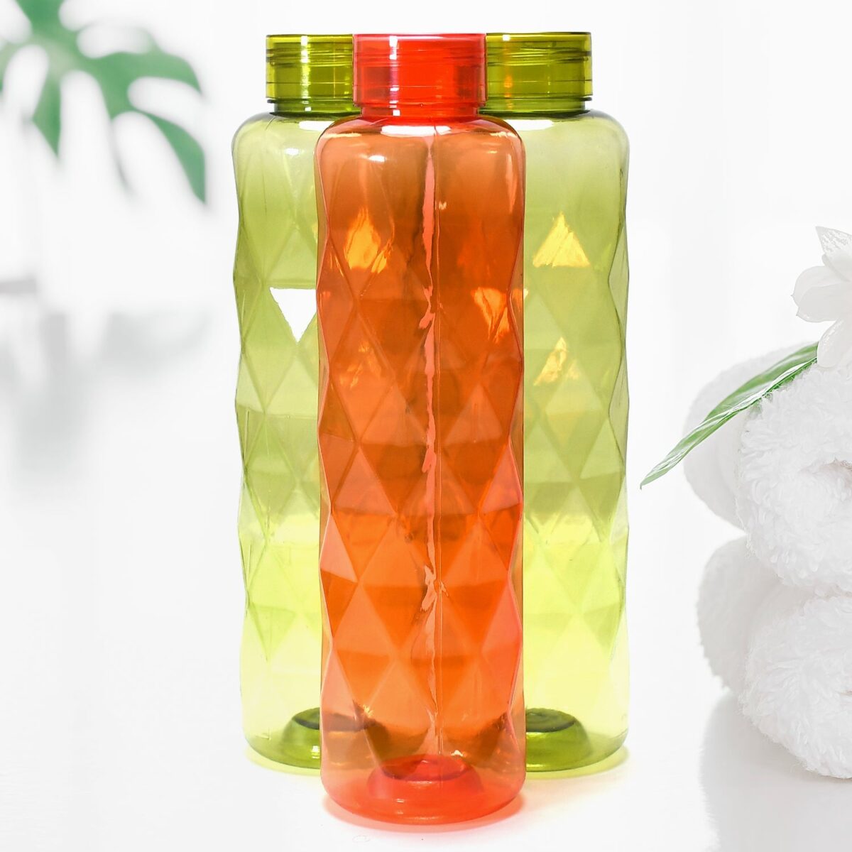 3Pc Set Diamond Cut Bottle Used for storing water and beverages purposes for people. - Image 1
