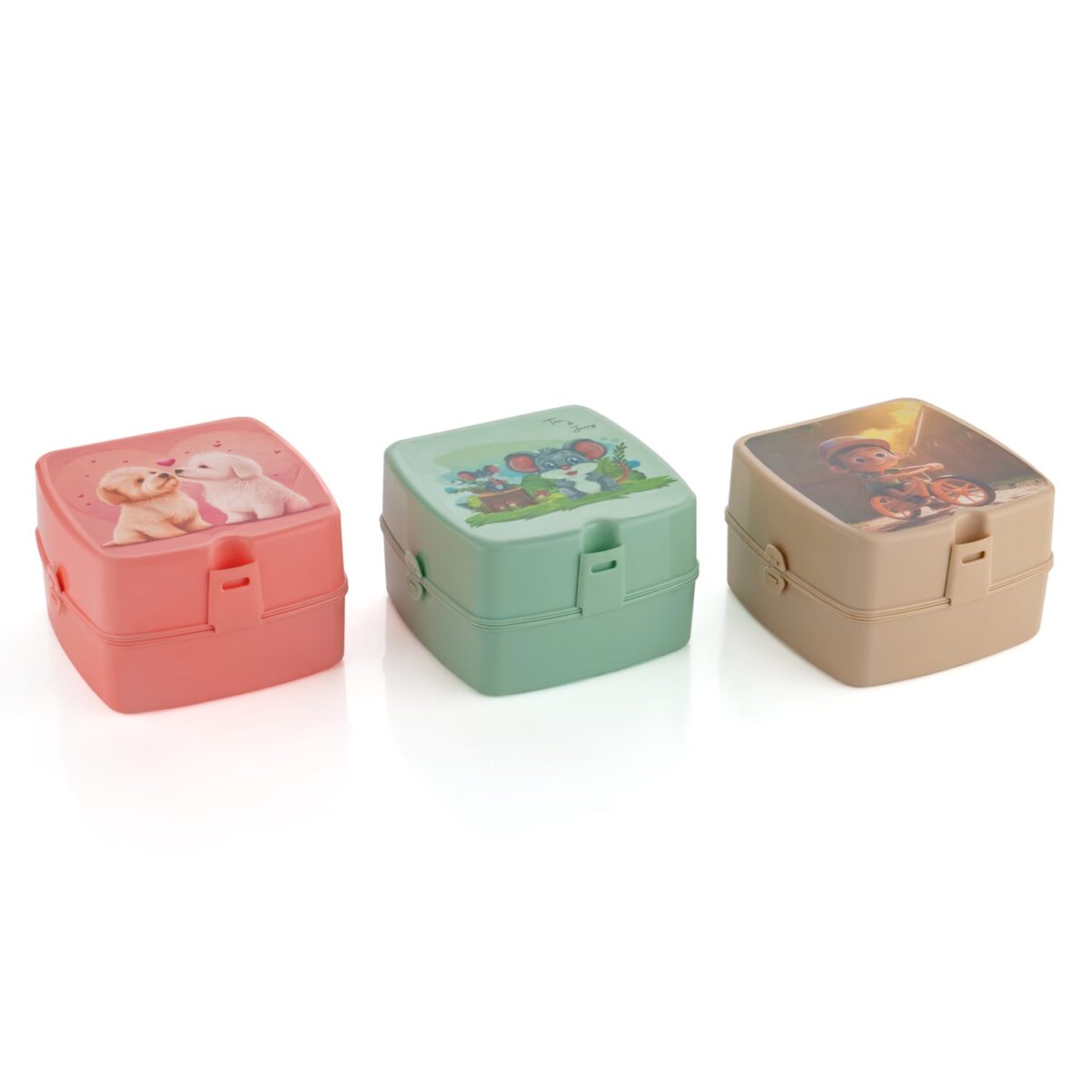 Double-Layer Square Lunch Box with  Spoon , 4 Compartment Tiffin & Push Lock , Plastic Tiffin Box for Travelling, School Kids & Office Exclusive, Home - Image 6