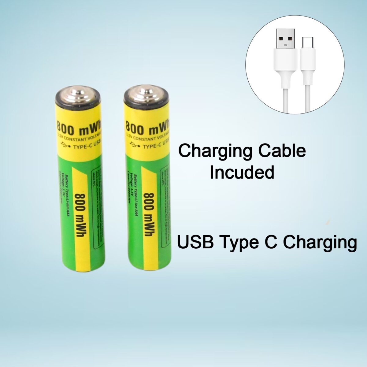 AAA Rechargeable 800 mWh Batteries With Recharging Cable (2 Pc Set) - Image 7