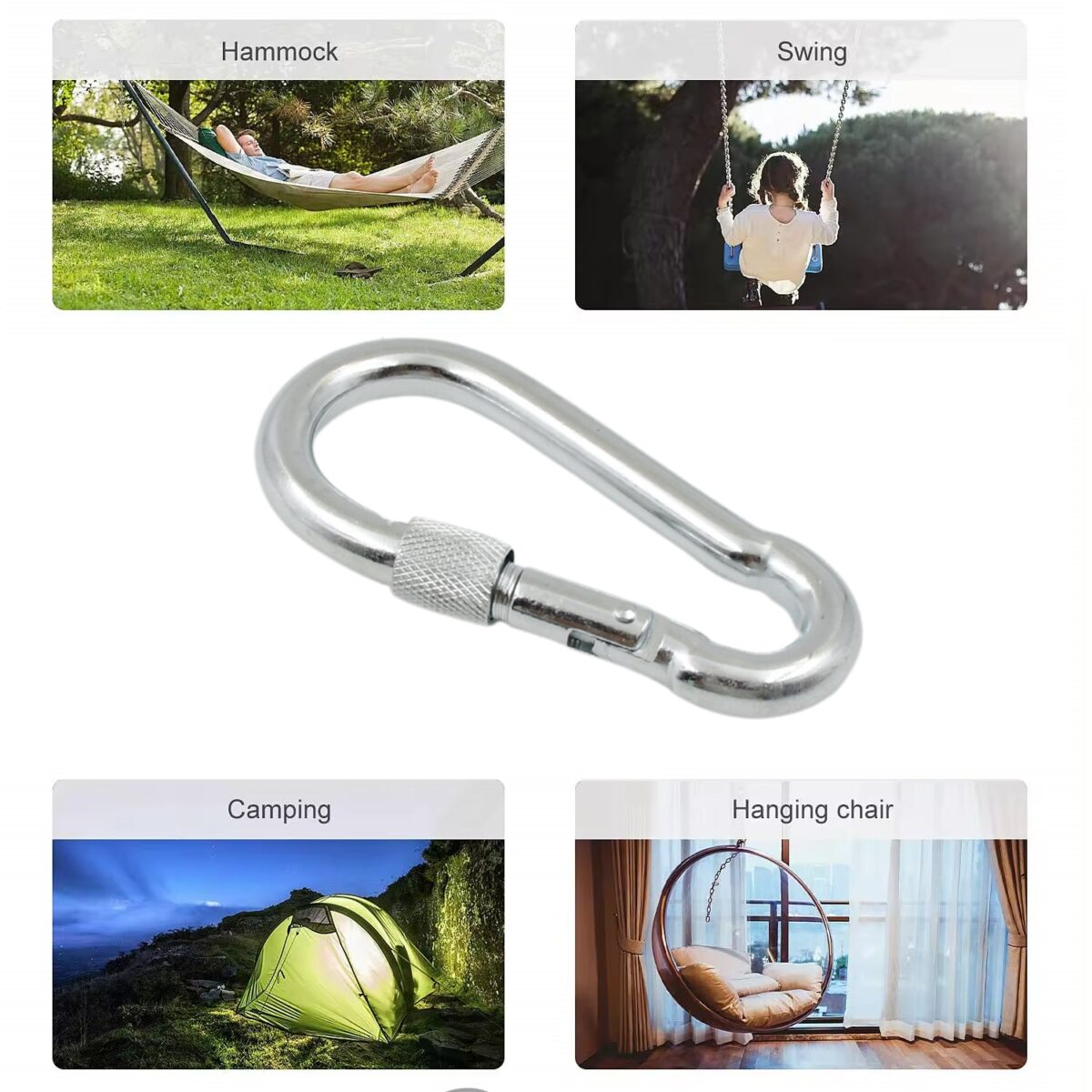 Snap Hook With Screw-Stainless Steel Snap Hook Clip Heavy Duty, Carabiner Clip (10Ãƒâ€”100 MM / 1 Pc) - Image 6