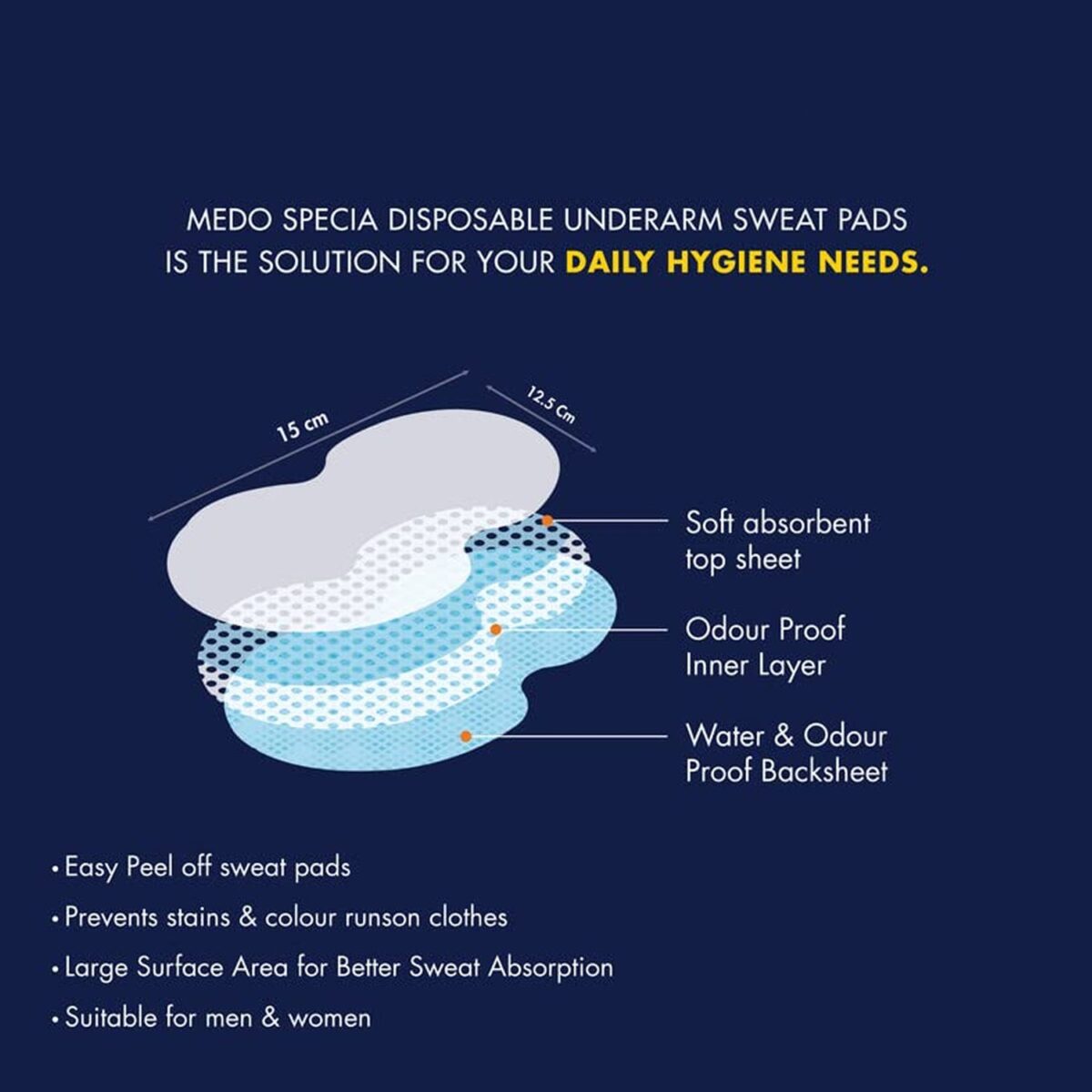 Underarms Sweat Pads Disposable Highly Absorbent Pads Cotton Anti-Allergic Anti Bacteria Anti Smell Underarm Perspiration Pad For Men And Women (Pack of 10) - Image 7