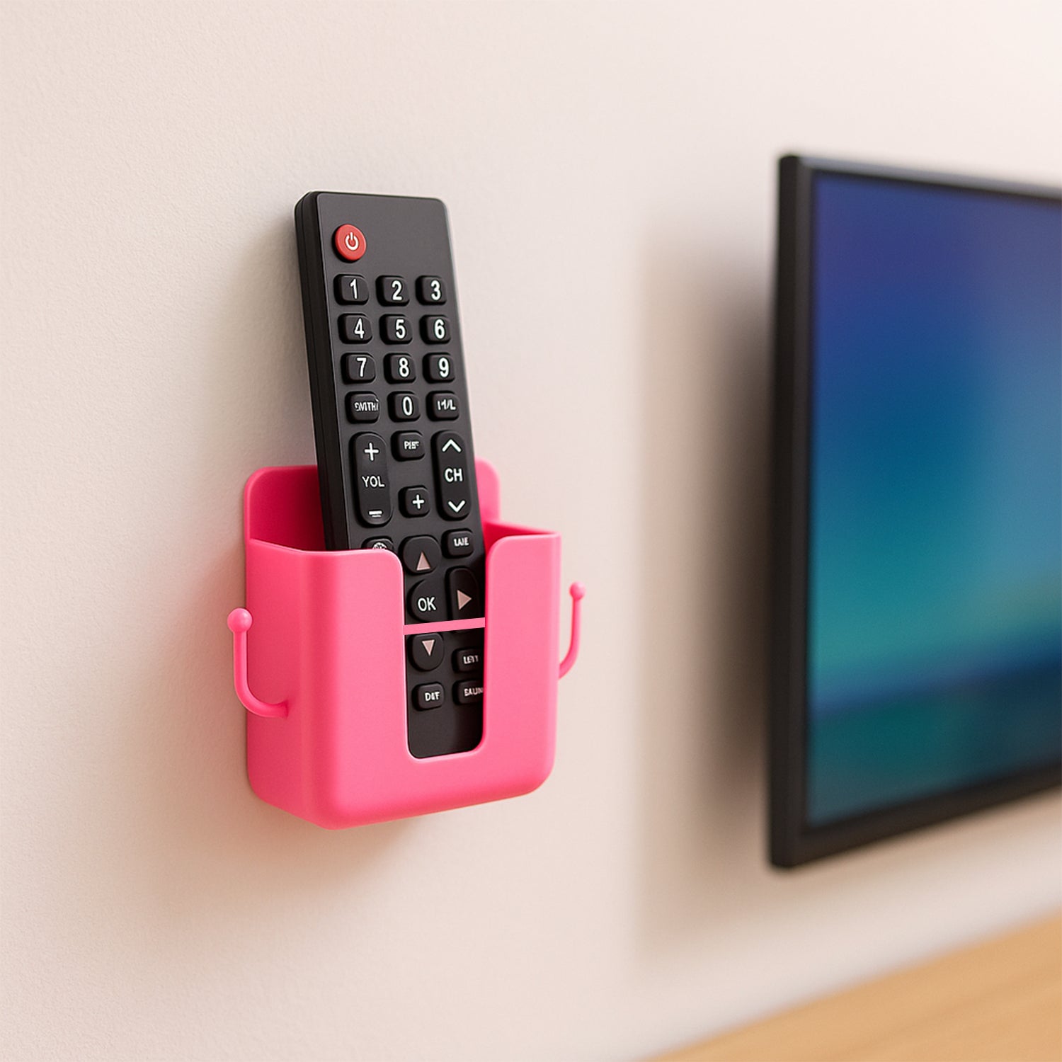 04_d4d24eec-7c62-4f7d-8f52-1aa0c9634713.jpg Wall Mounted Storage Box / Remote Storage Organizer Case with 2 Side Hanging Hooks (4 Pcs Set) - Image 3