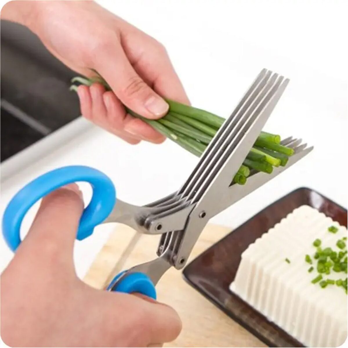 MULTIFUNCTION VEGETABLE STAINLESS STEEL HERBS SCISSOR WITH 5 BLADES - Image 3
