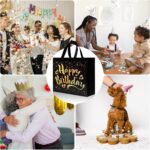 Birthday Gift Bag with Gold Shiny Stars, Reusable Party Gift Bags (1 Pc) - Image 6