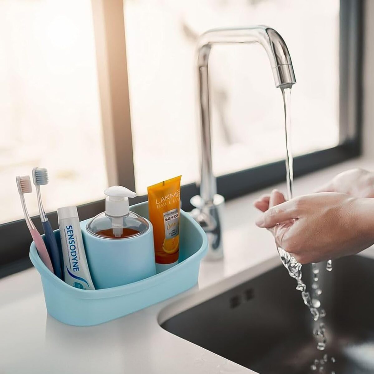 3 in 1 Hand wash Liquid Soap Dispenser with Sponge Holder (1 Set) - Image 6