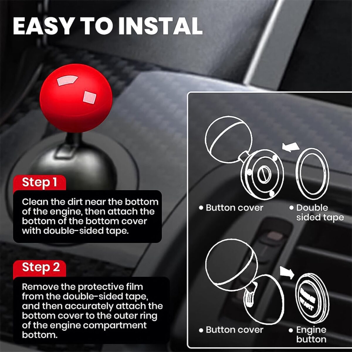 Ball Design Car Push Start Button Rocker / Cover (1 Pc) - Image 6