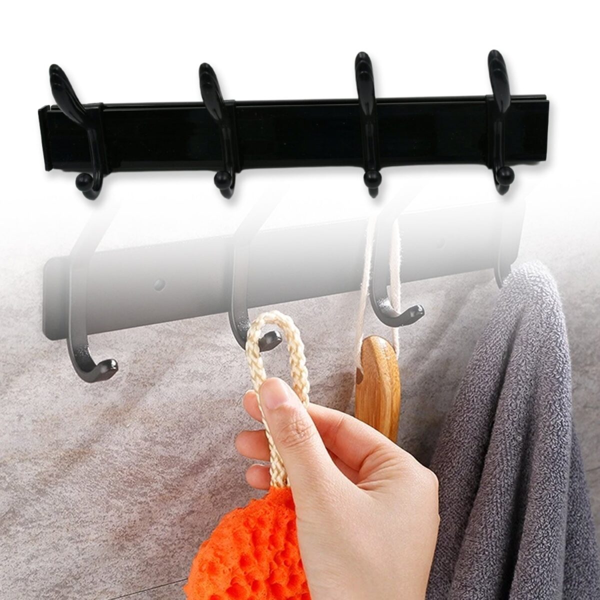 Extra Long 4-Hook Wall Coat Hanger with Eco Adhesive - Image 6