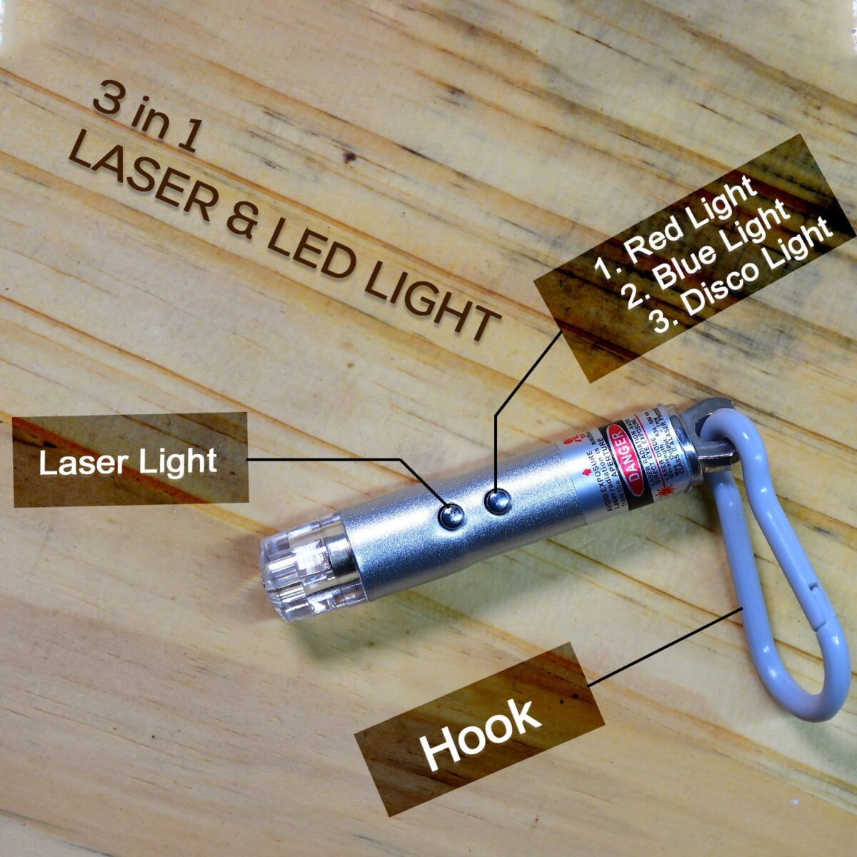 3 in1 Laser Light, LED Flashlight + Torch Keychain + Laser Pointer - Image 5
