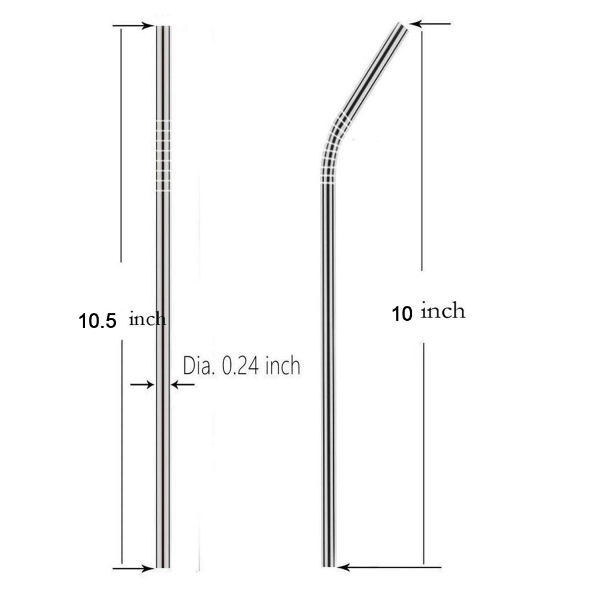 Set of 4 Stainless Steel Straws & Brush (2 Straight straws, 2 Bent straws, 1 Brush) - Image 7