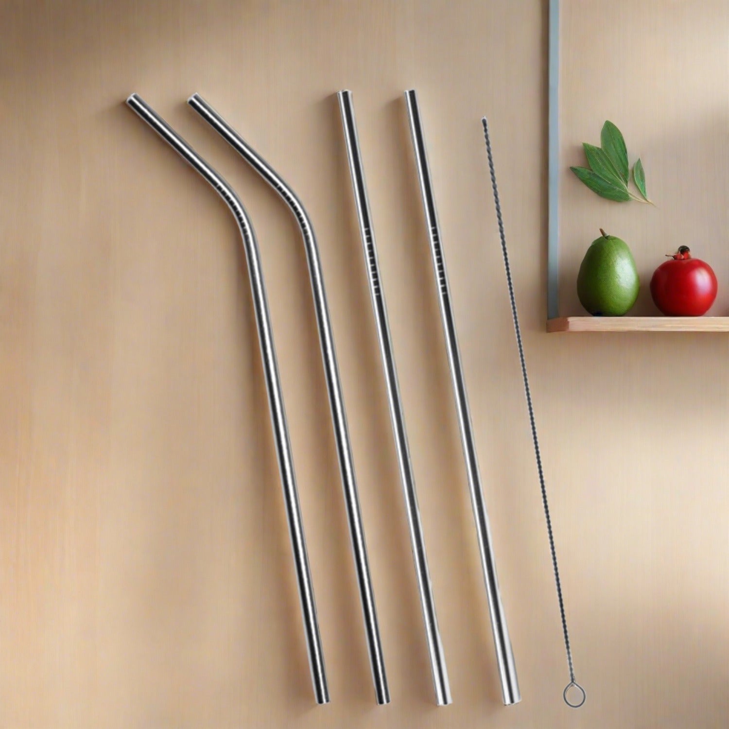 057902.jpg Set of 4 Stainless Steel Straws & Brush (2 Straight straws, 2 Bent straws, 1 Brush) - Image 4