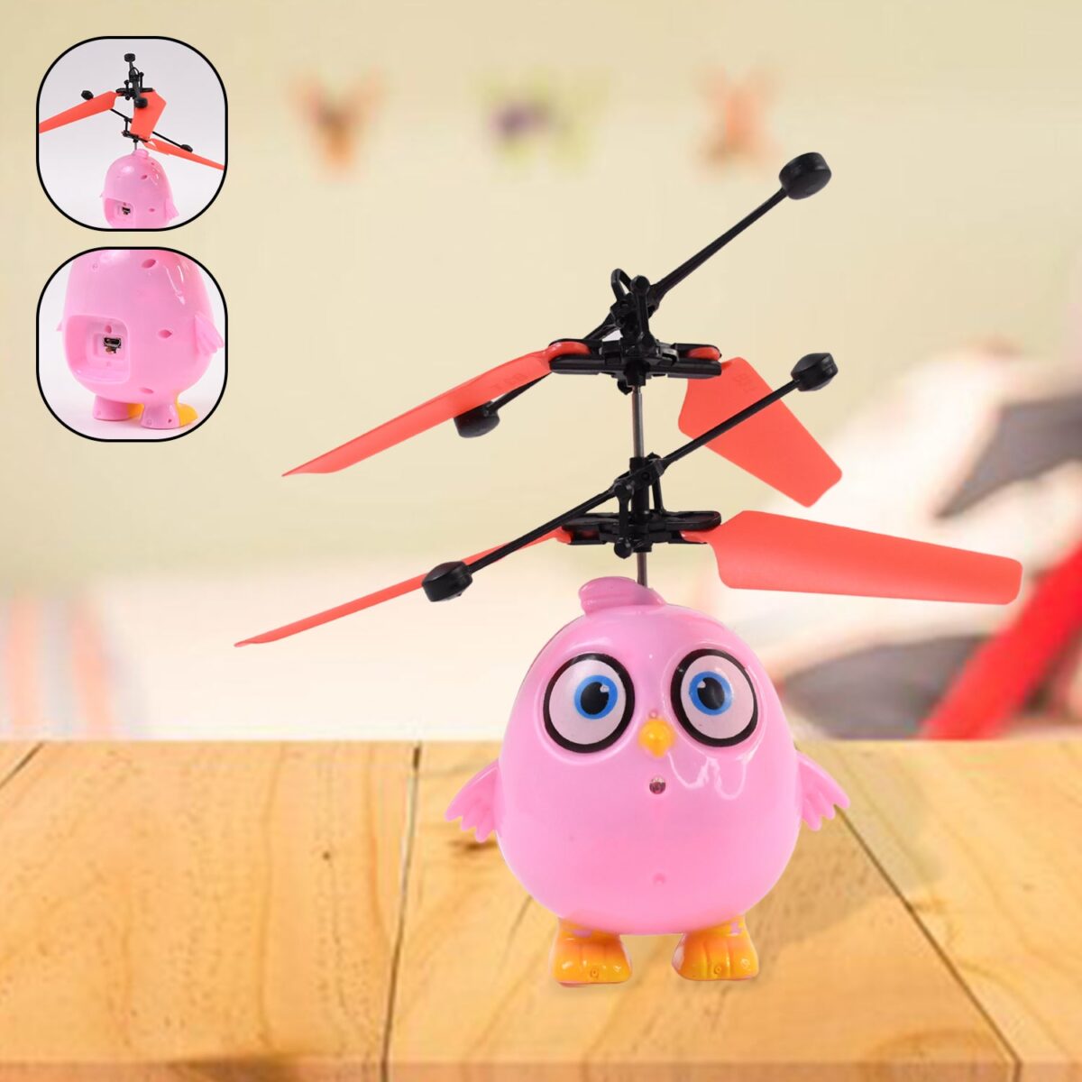 Electroplay Flying Bird RC Toy with LED & Remote Control Ã¢â‚¬â€œ Pink Owl Design (1 Set) - Image 3