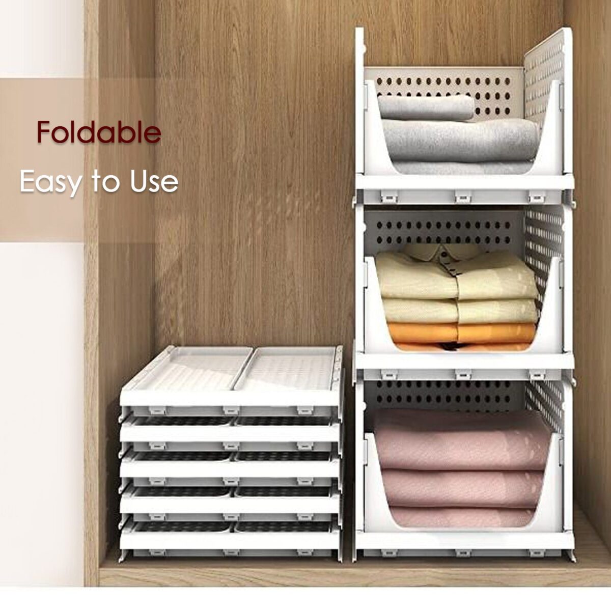 3 Layer Clothes Organizer for Wardrobe Cupboard Organizer for Clothes Foldable and Stackable Closet Organizer Drawer Organizer for Clothes, Multi Purpose Plastic Drawer - Image 4