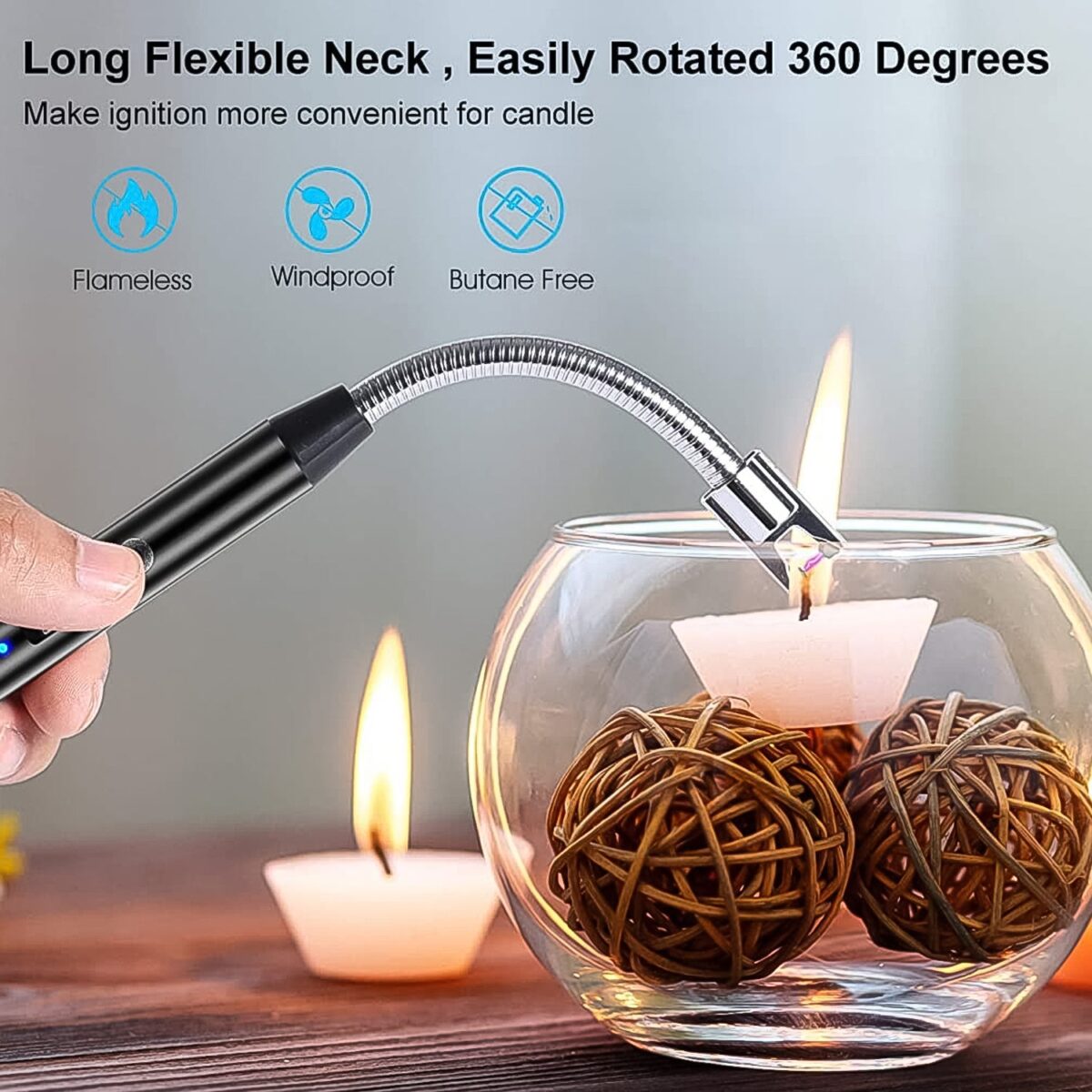 Long Flexible USB Rechargeable Electric Arc Lighter Ã¢â‚¬â€œ Windproof, Flameless Plasma - Image 6
