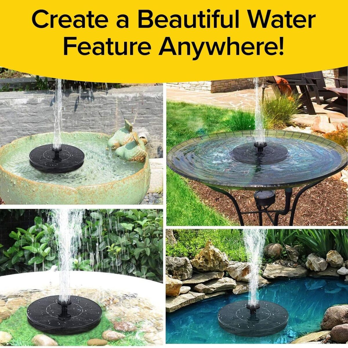 Fast Fountain by Pocket Hose - Solar-Powered - Instantly Adds a Water Feature Virtually Anywhere - 5 Spray Modes - No Installation or Batteries Required - Great for Bird Baths, Pools, Pond & More (1 Pc) - Image 5