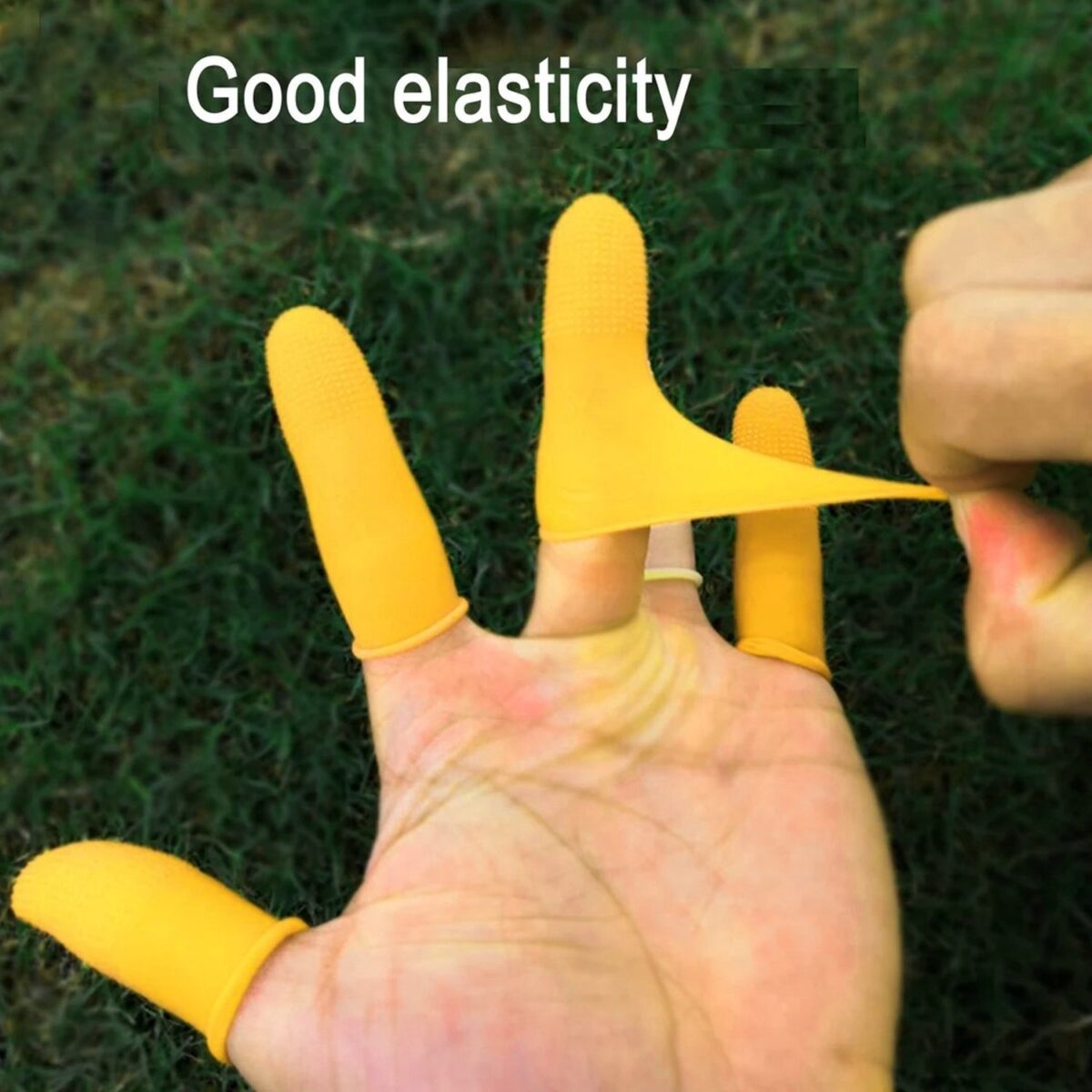 Finger Caps, Silicone Finger Protectors Sleeves (Finger Cots / 5 Pcs Set / yellow) - Image 4