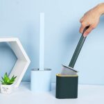 Silicone Toilet Brush with Holder Stand  for Bathroom Cleaning - Image 4